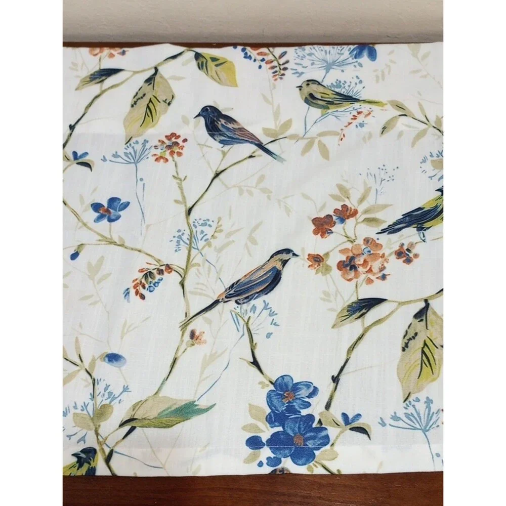 Vogol White Bird Print Valances, Set Of 2 Panels